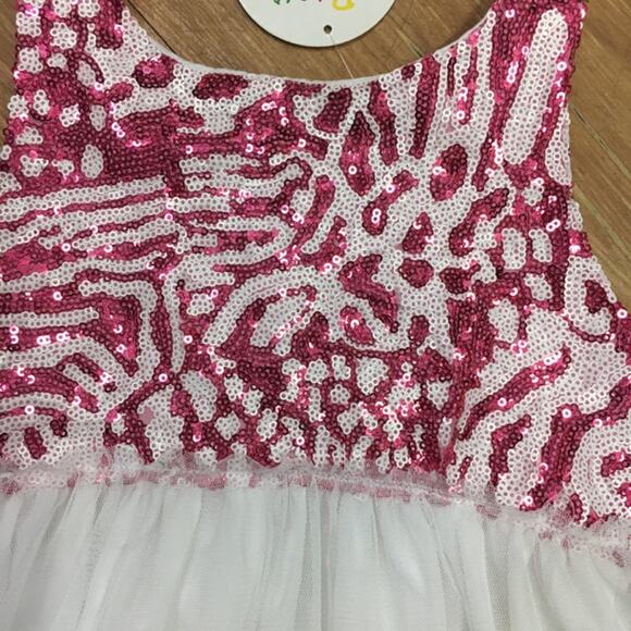 Binx Kids Girls Dress Sz 4T Pink White Zebra Print Sequins Fancy Dress NEW - Picture 5 of 7